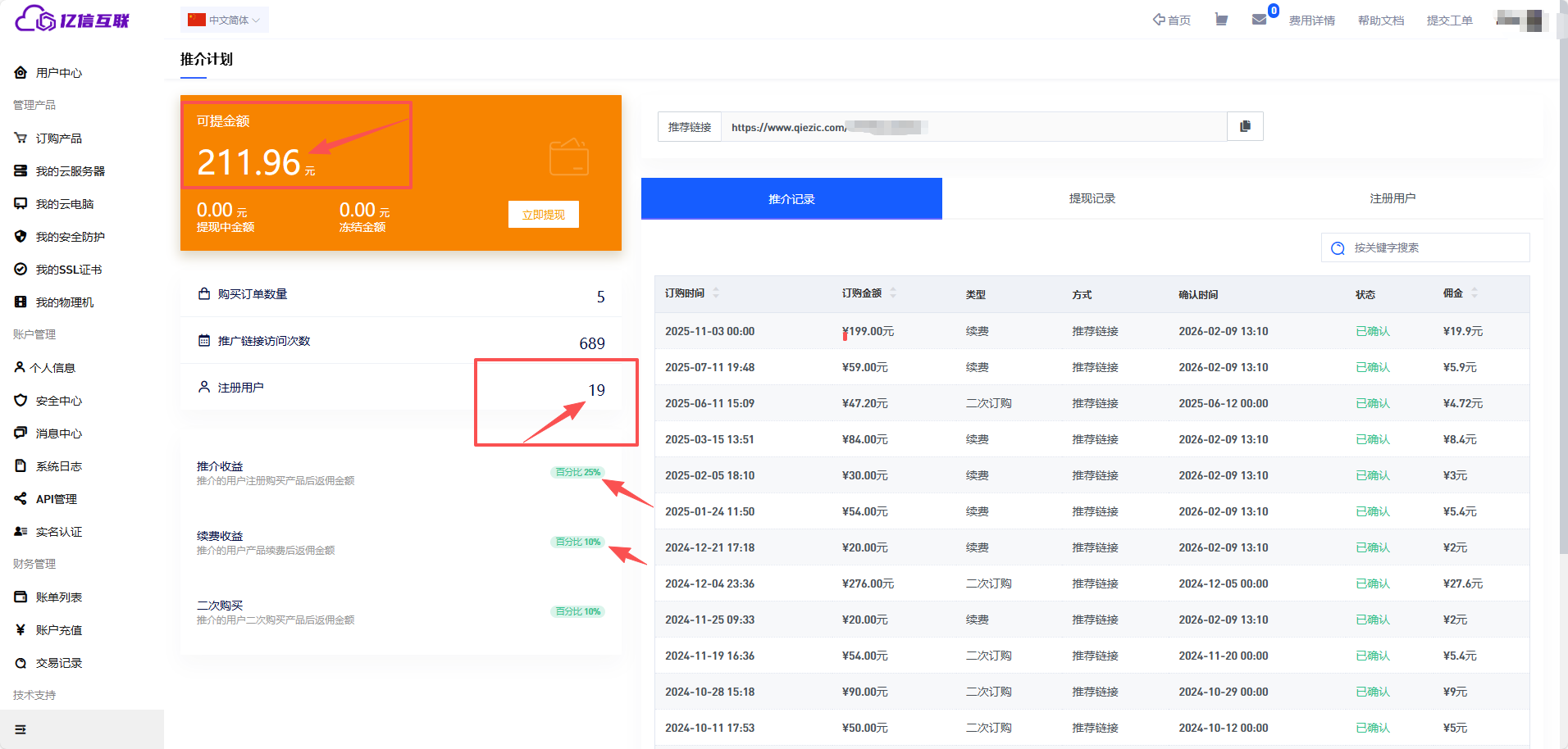 推介人后台示意图